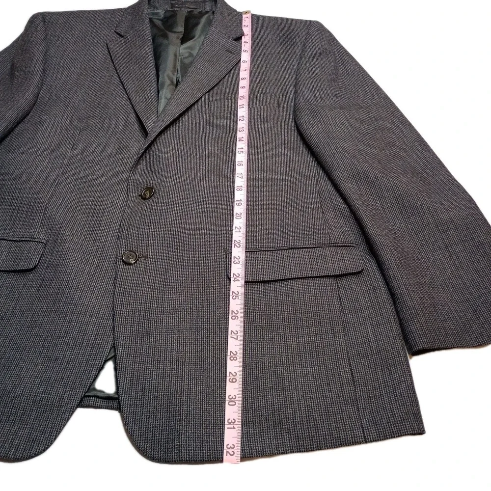 CHAPS Ralph Lauren Grey Tweed Wool Check Blazer Coat Men's 46R‎ Academia Office